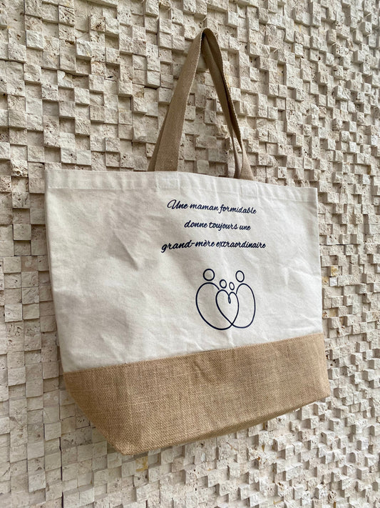 Sac XXL en coton et jute personnalisé
