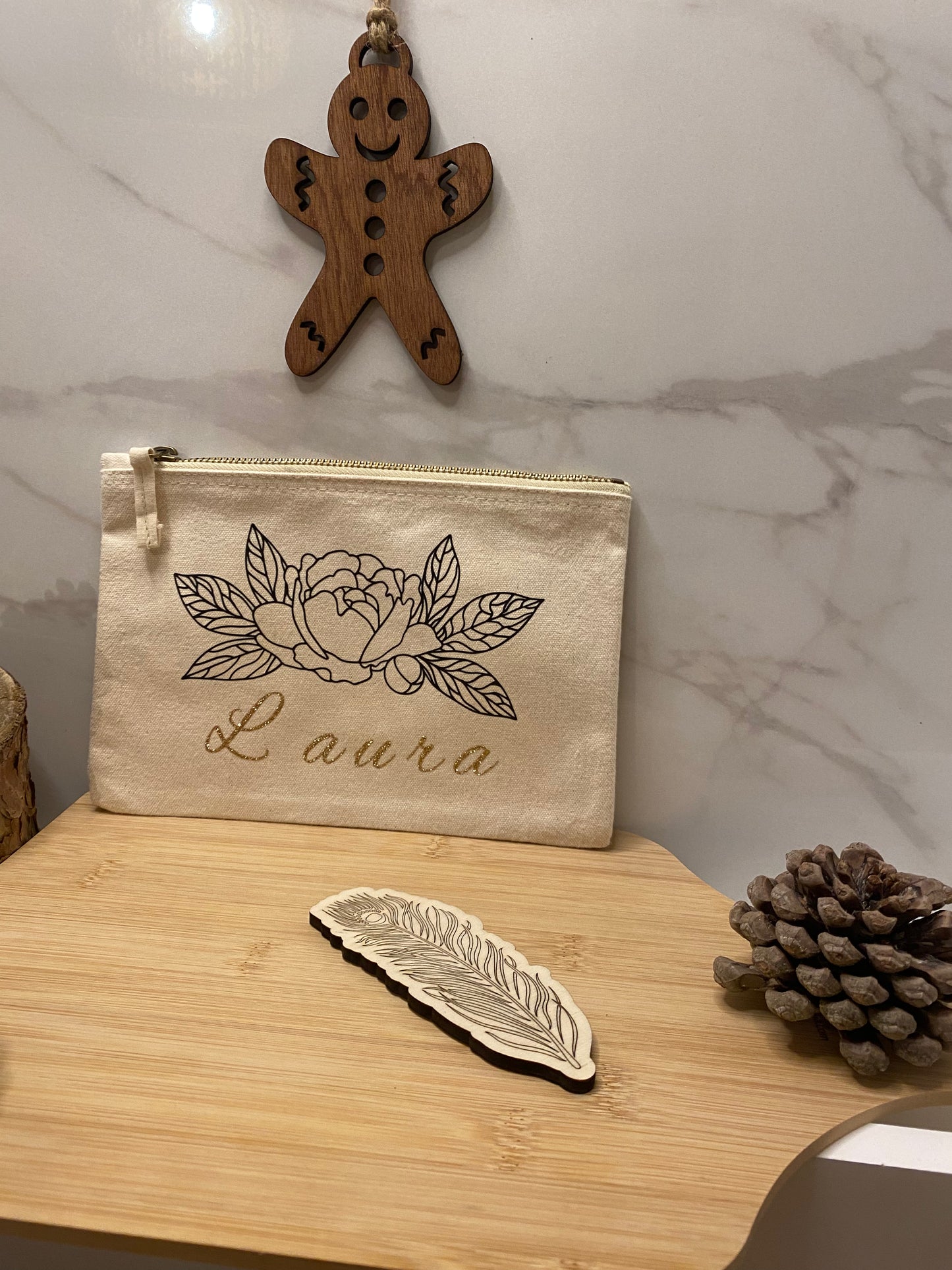 Pochette Pivoine avec Prénom